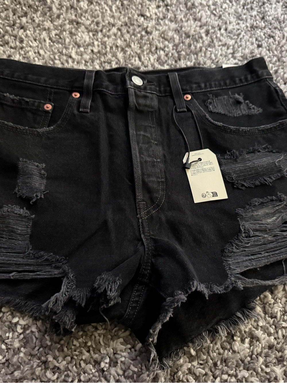 Levi's Black Distressed Women's Jean Shorts